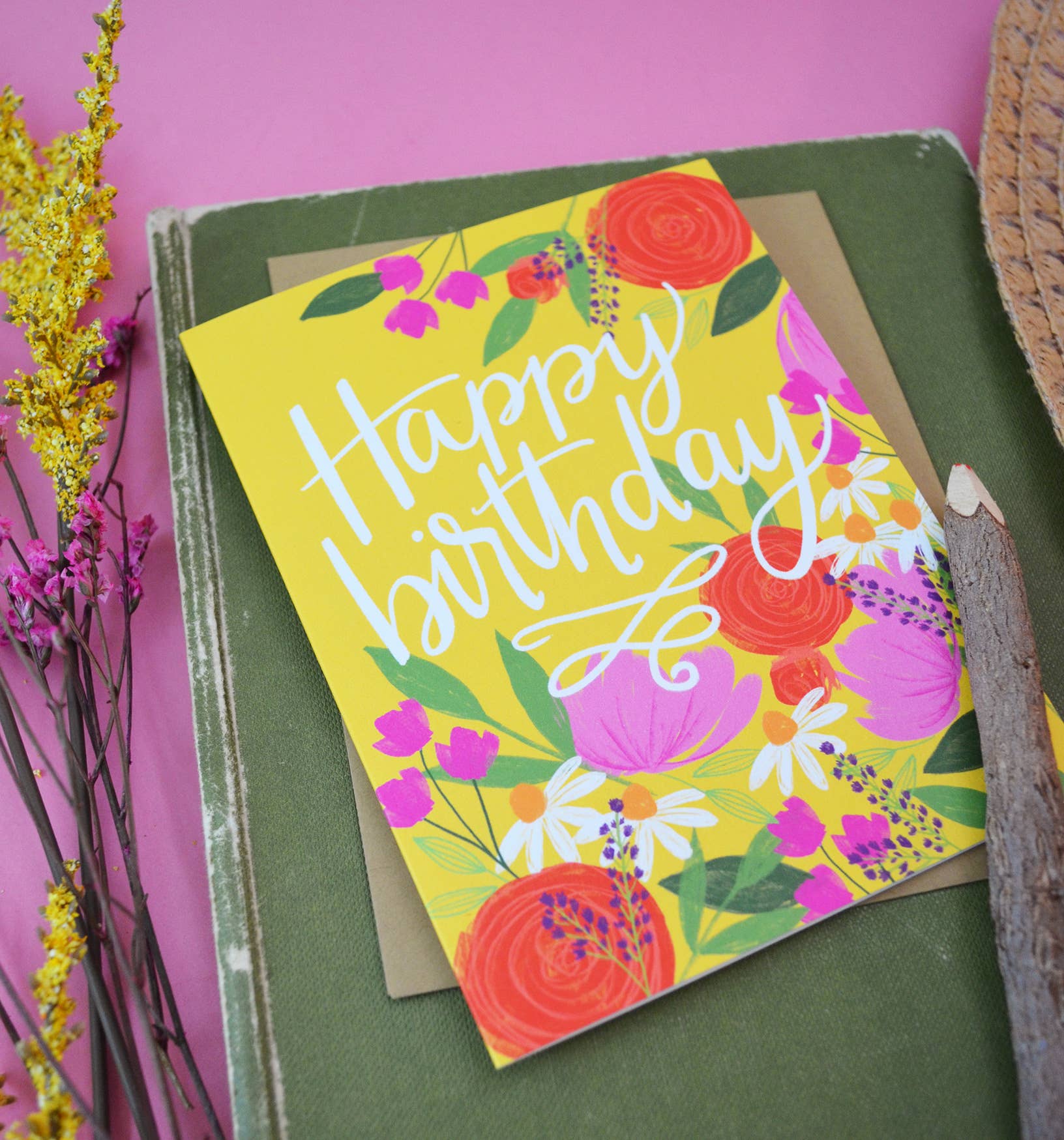 Pen & Paint – Großhandel Geburtstagskarten – Herzlichen Glückwunsch zum Geburtstag Blumen, Gelb, Florale Geburtstagskarte1