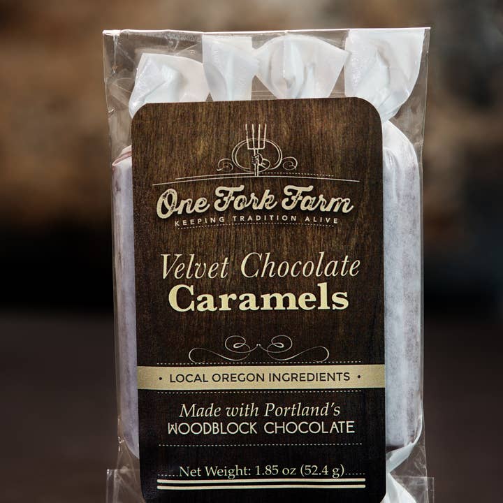 One Fork Farm Caramels - Wholesale Caramel - 1.8oz. Velvet Chocolate Caramels