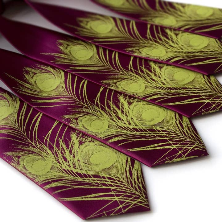 Peacock Feather Necktie for wholesale by Cyberoptix Tie Lab