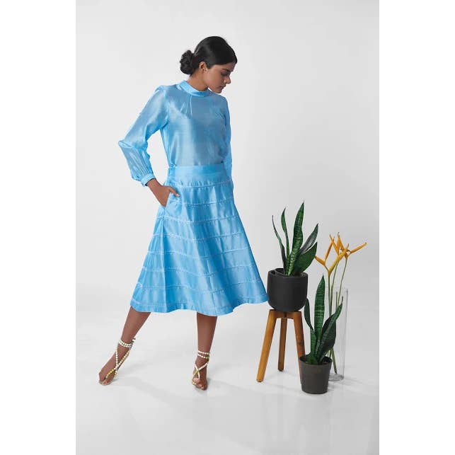 Klare himmelblaue Bluse für den Großhandel von Clothcrafte