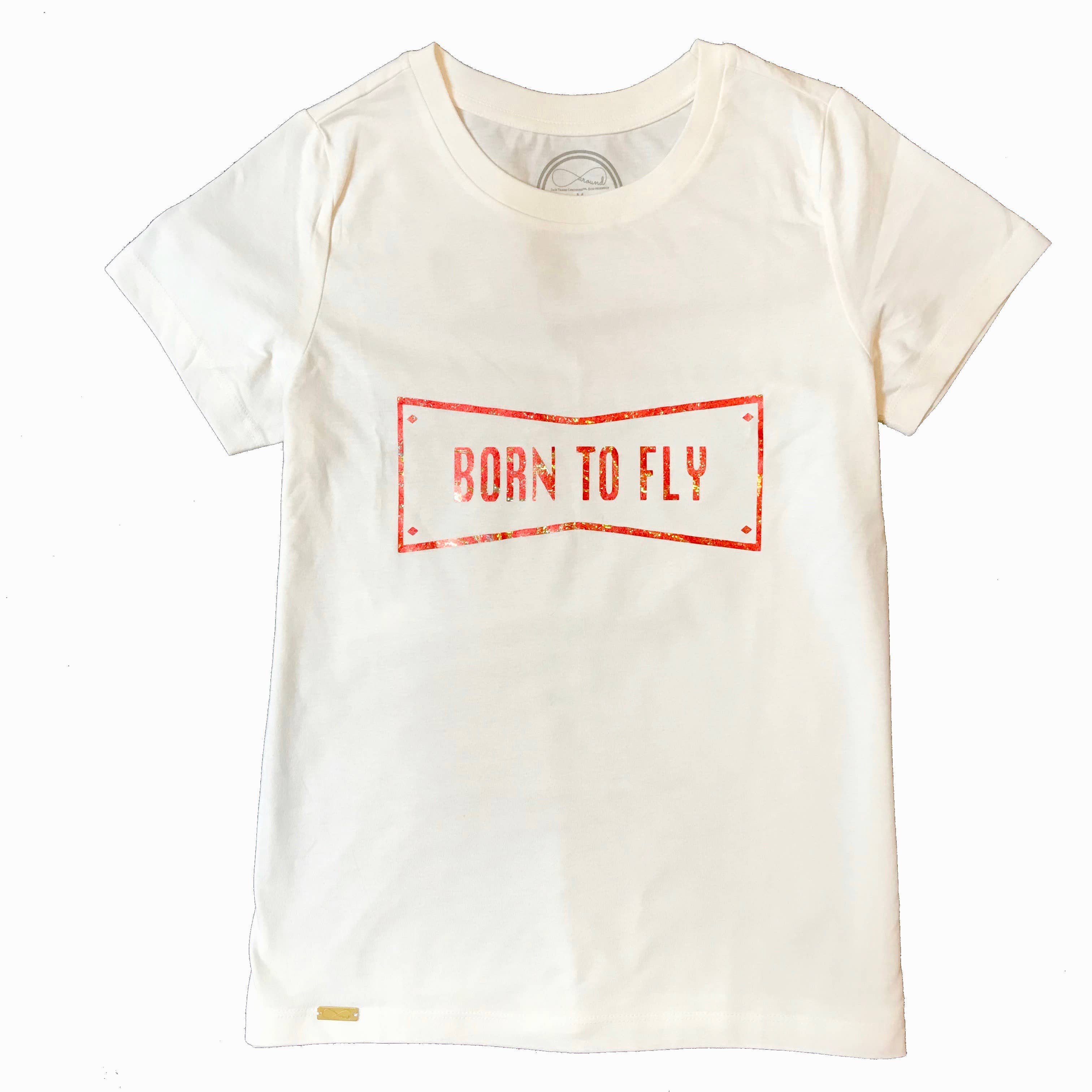 Around Eco - Wholesale Screen Printed T-Shirt - Women's - White Born To Fly0