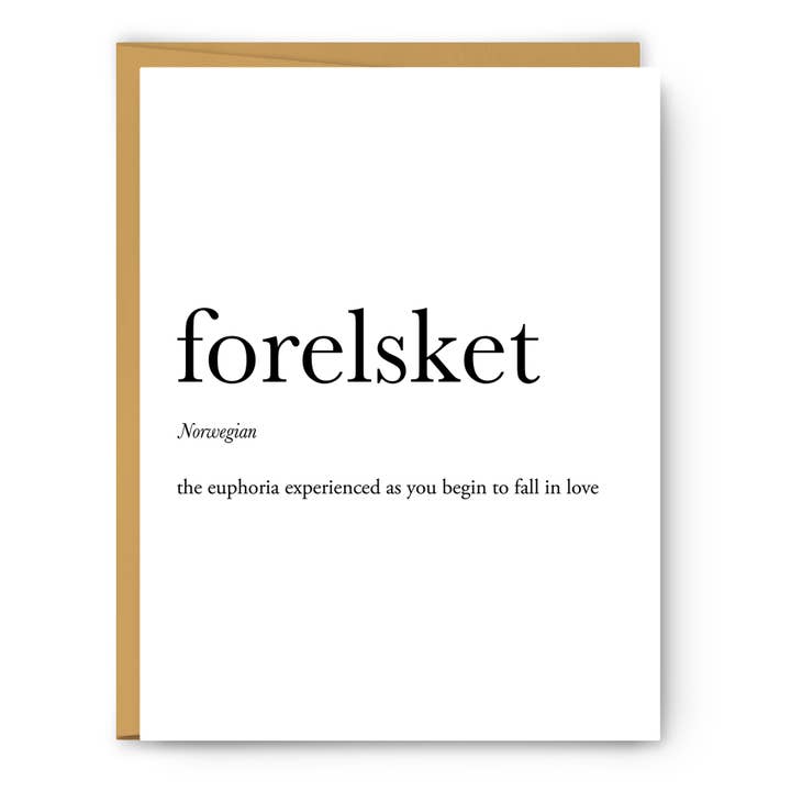 Forelsket Definition - Literary Everyday Card for wholesale by Footnotes