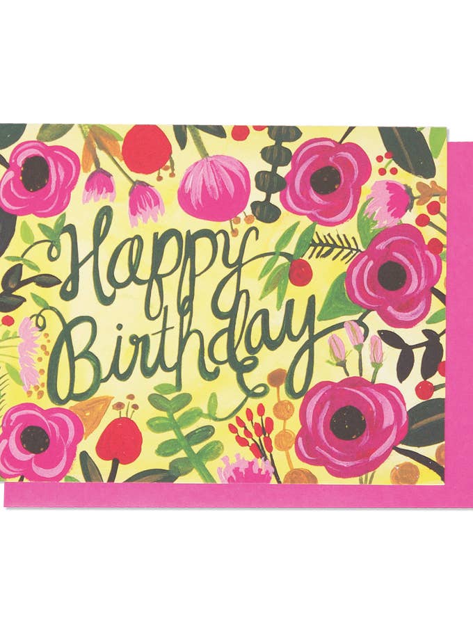 Happy Birthday Floral Greeting Card for wholesale by Thimblepress