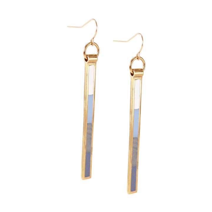Blocked Blues Stick Earrings for wholesale by Marionwild Jewelry