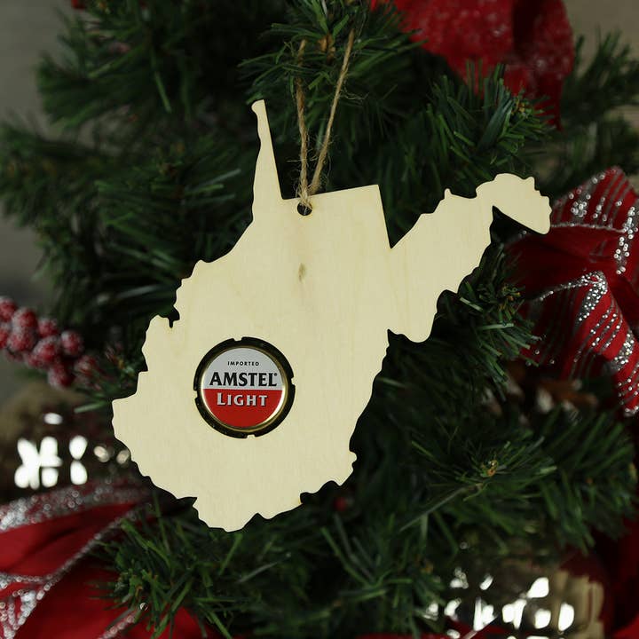 Wooden Beer Cap Map Ornament for wholesale by Torched Products