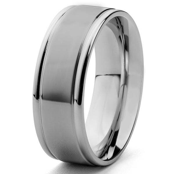 Men's Stainless Steel Grooved Ring for wholesale by West Coast Jewelry
