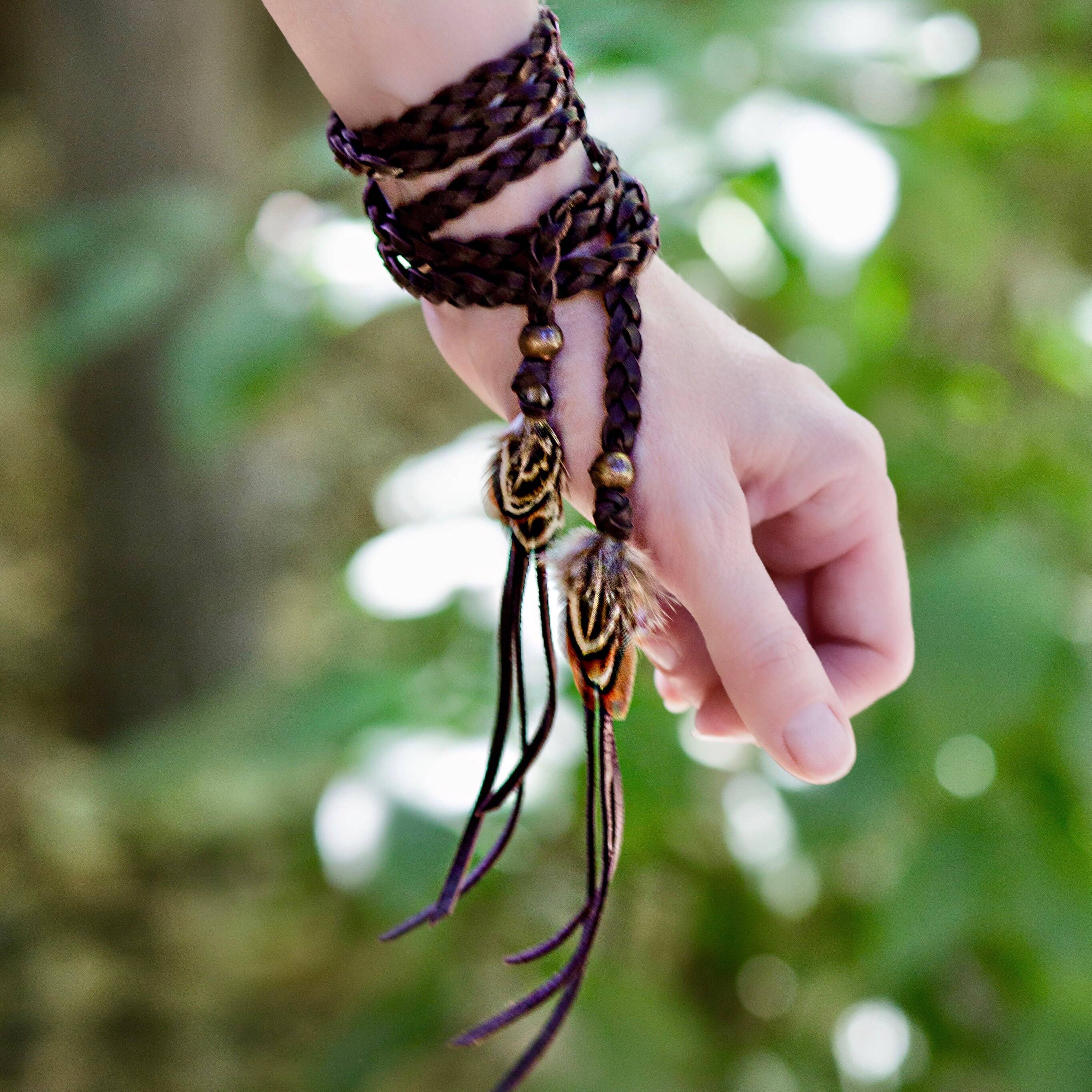 ASTALI - Wholesale Hat Accessory - Women's - Leather Wrap Accessory - Chocolate Brown, Lariat/Hatband1