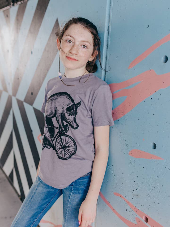 Pig On A Bicycle Children's Tee for wholesale by Dark Cycle Clothing