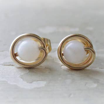 Small Gold Mother of Pearl Stud Earrings for wholesale by Contempo Jewelry
