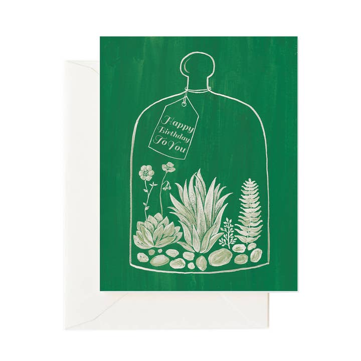 Terrarium Birthday Card, Plant Birthday Card for wholesale by Forage Paper Co.