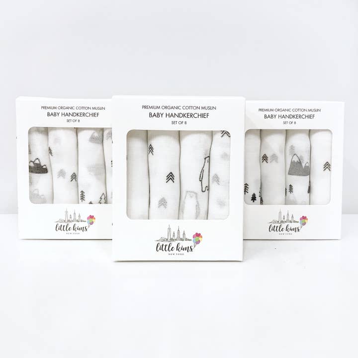 Little Kims – wholesale Näsduk - Baby – Organic Baby Näsdukar uppsättning 8 - Äventyr björnar