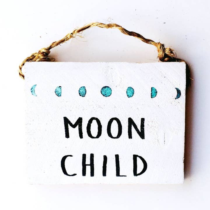 Moon Child Wood Wall Art Handmade Yogi Spiritual Sign Gift for wholesale by Mahalo Market