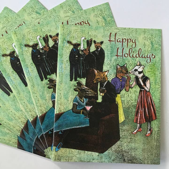 Animal Party Holiday Cards Set for wholesale by Pergamo Paper Goods