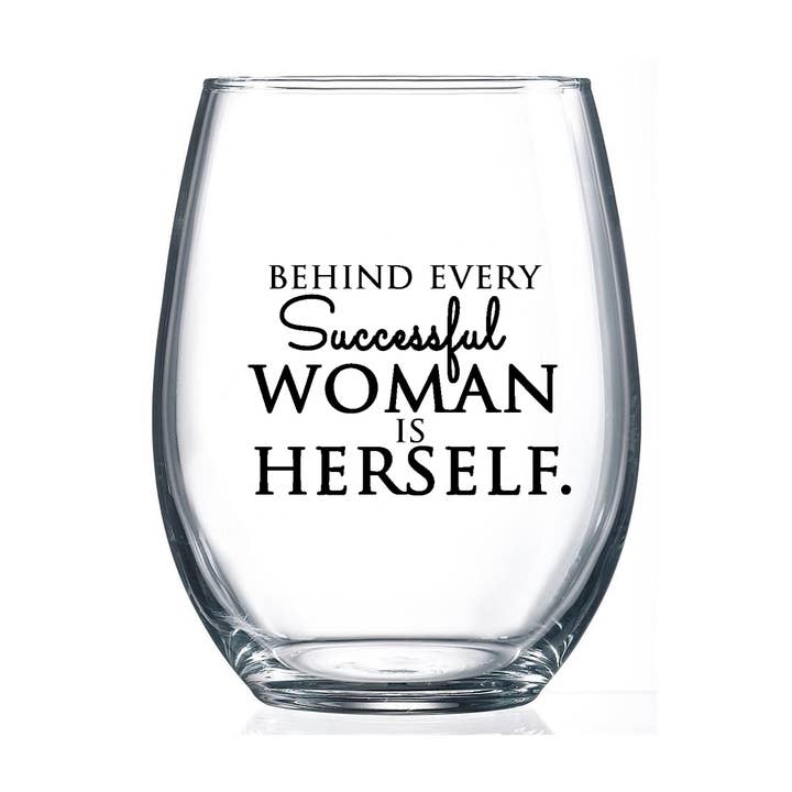 Succesfuld kvinde 15 ounce Stemless vinglas for engroshandel hos Fly Paper Products