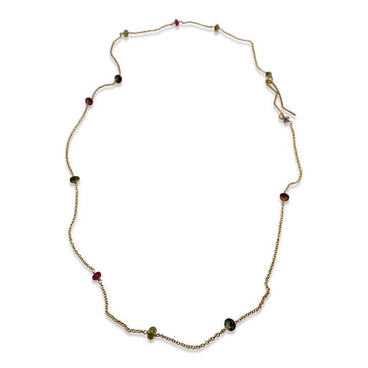 Collier délicat - Tourmaline pastèque pour la vente par Delisch Jewelry & Accessories