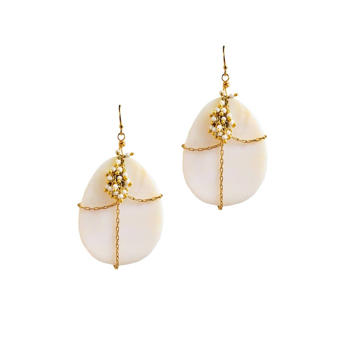 Be the Good - Wholesale Dangle Earrings - Shell Cage Dangles Earrings1