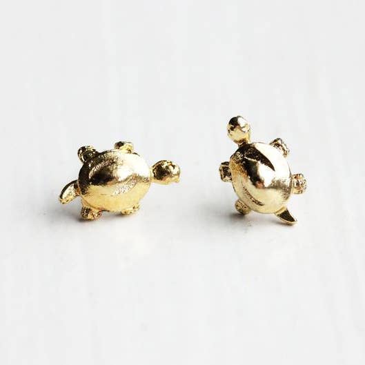 Gold Turtle Studs for wholesale by Diament Jewelry