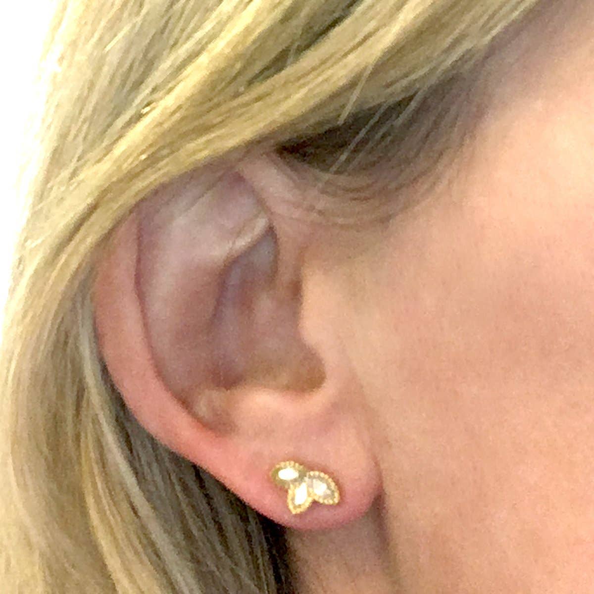 Jessica Elliot Jewelry - Wholesale Stud/Post Earrings - Gold over sterling Lotus Blossom Studs with Swarovski 3