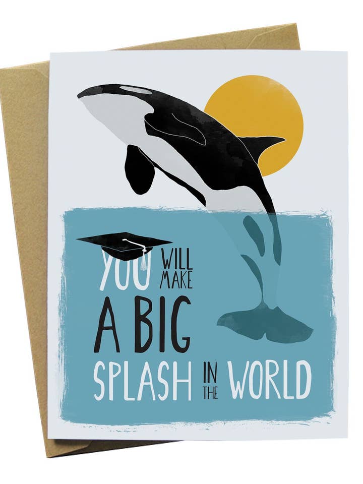 Orca Graduation Card for wholesale by Paper Wolf Design