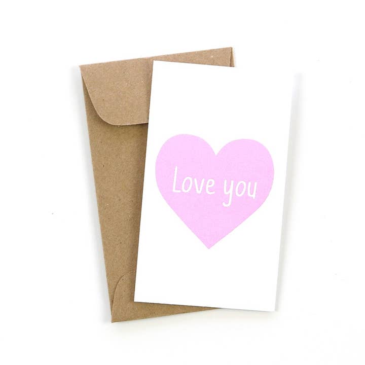 Love You Mini Card for wholesale by Public School Paper Co.