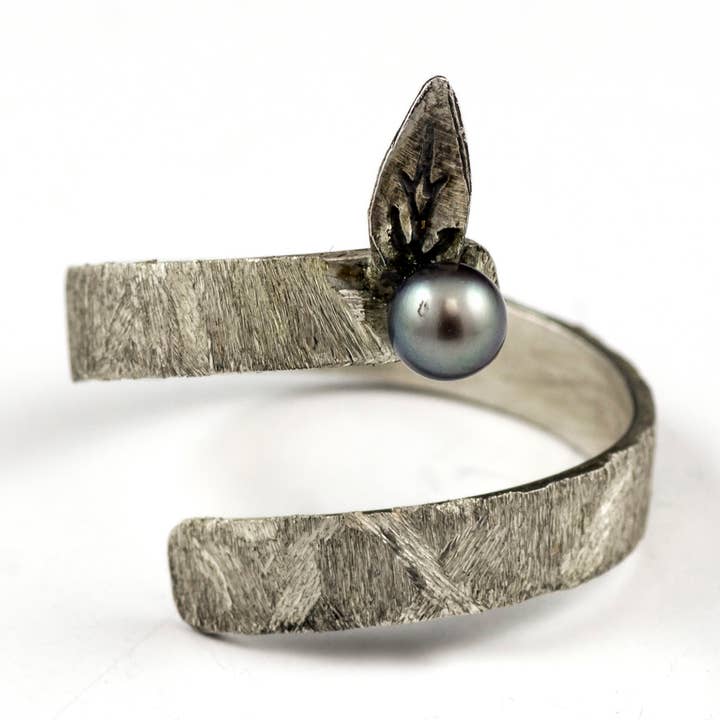 Sterling Silver Adjustable Ring - Black Pearl for wholesale by Rose Ridge Jewelry