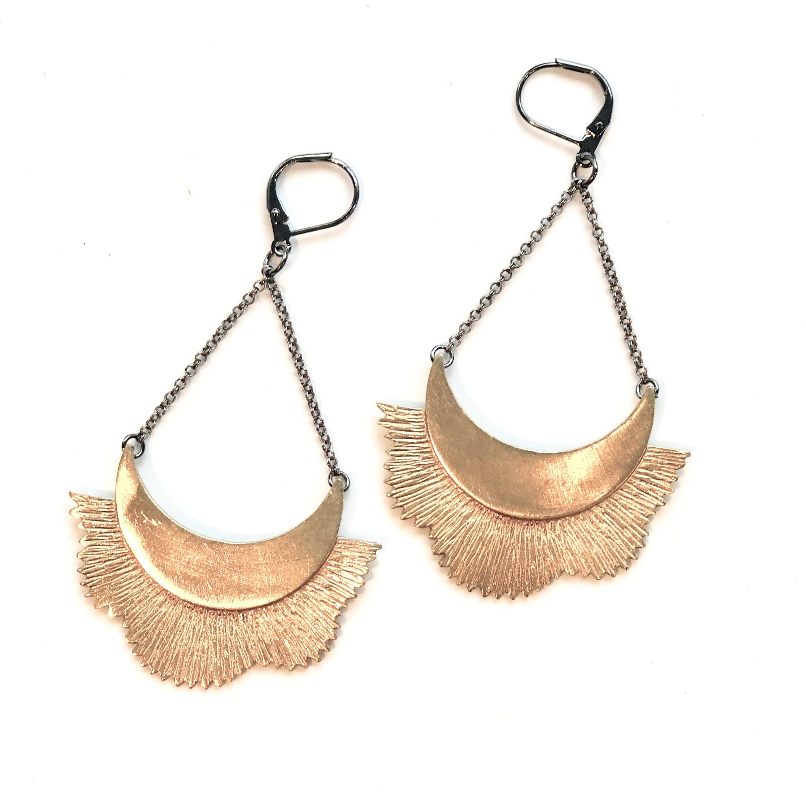 Harlow Jewelry - Vente Boucles d'oreilles pendantes - Boucles d'oreilles en laiton Sunburst1