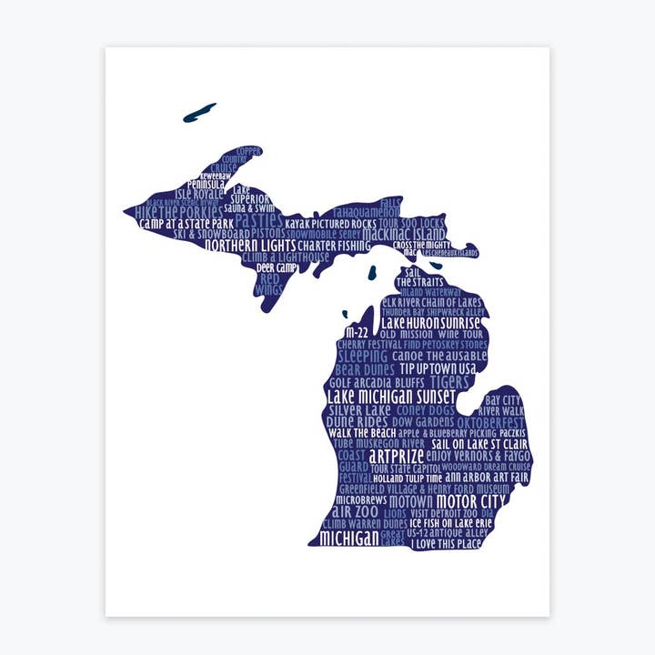 Art Print - Michigan Silhouette for wholesale by Tandem For Two