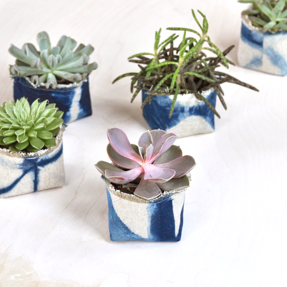 Gray Green Goods - Wholesale Plant pot - Shibori Indigo Canvas Planter—2.5"4