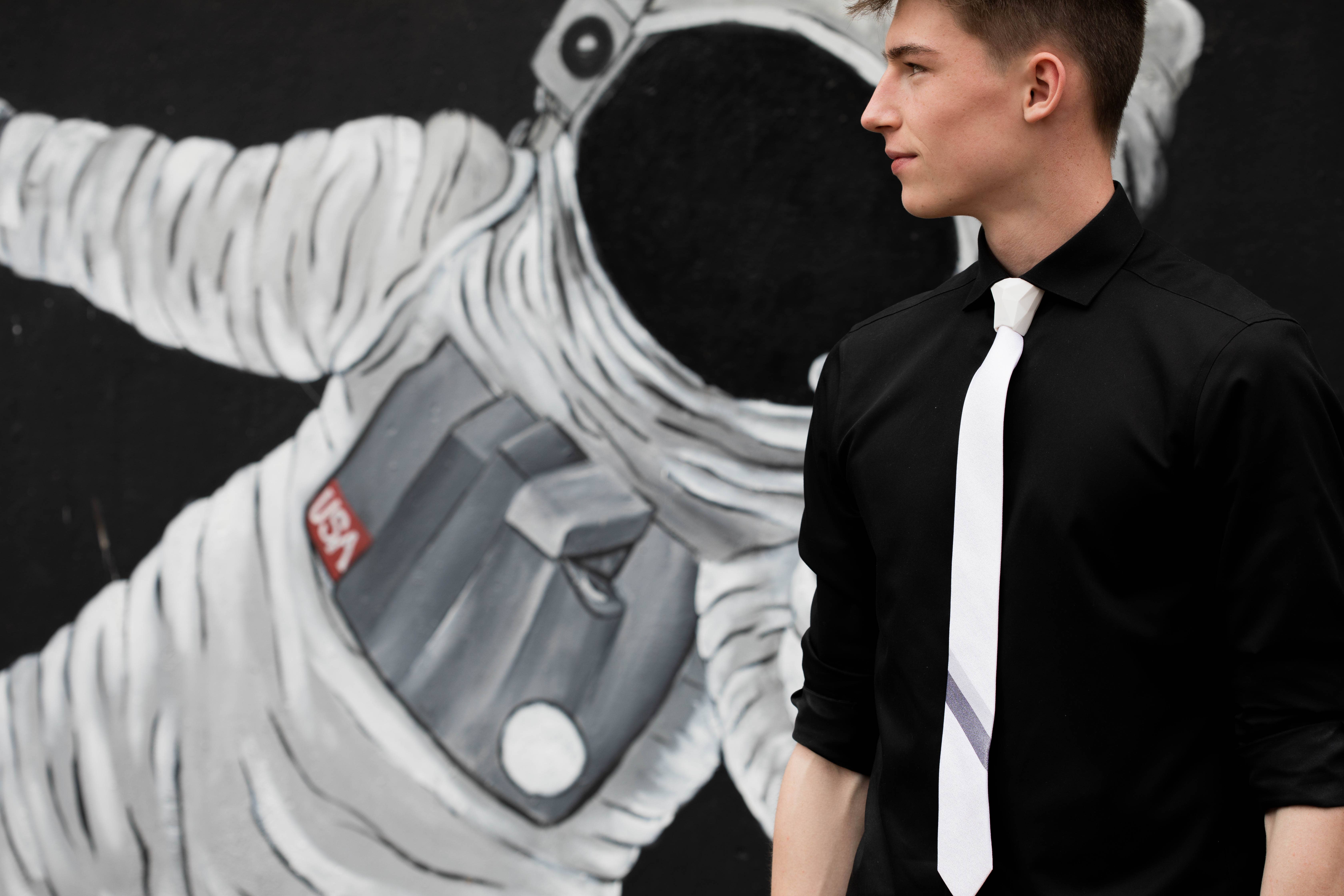 Modern Tie - Wholesale Necktie - Men's - White Sharp Knot1