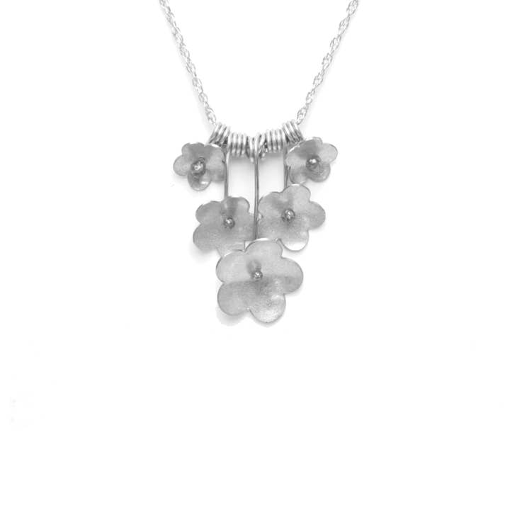 Forget-Me-Not Blossom Bouquet Necklace, Petite: Silver for wholesale by Susan Harbourt Designs