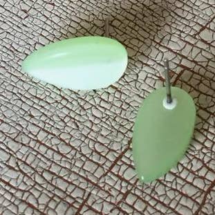 Mint Green Moonglow Small Elm Leaf Stud Earrings for wholesale by Leetie Lovendale