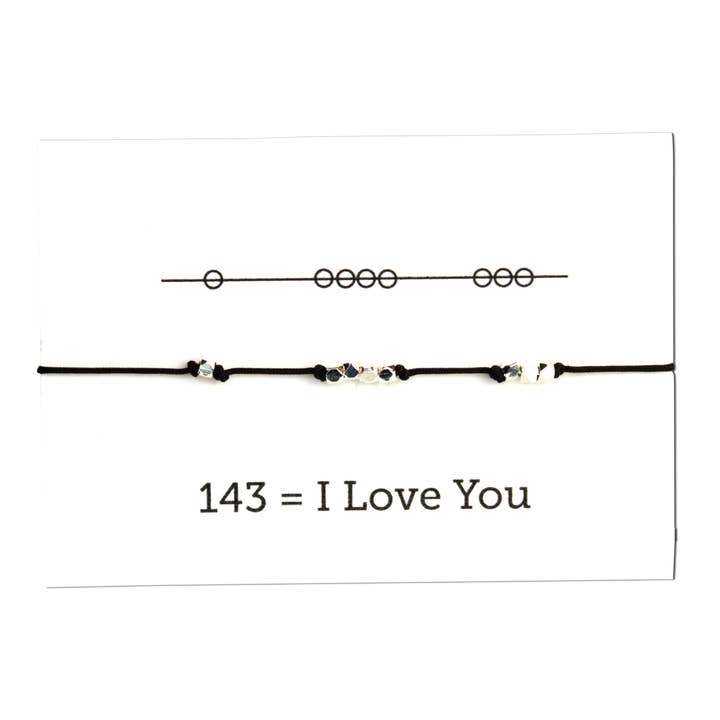 LSB-BLK | I Love You 143 koordarmband - zwart voor wholesale door Sunday Girl by Amy DiLamarra
