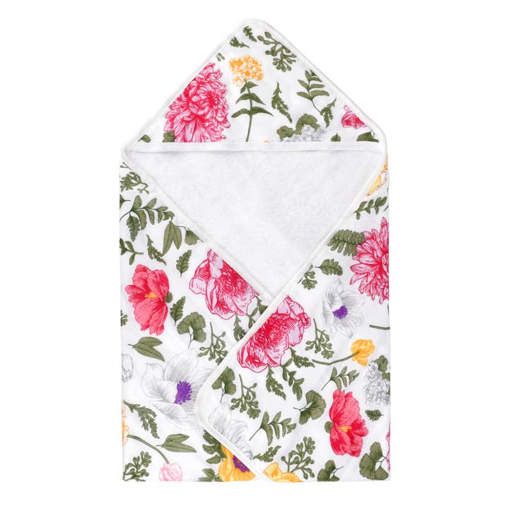 Toalla con capucha de muselina de felpa bambú floral para venta al por mayor de Kloud Bambu | Bamboo Towels & Blankets