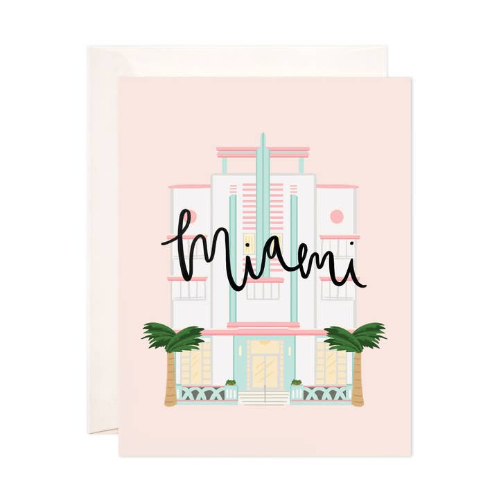 Miami Art Deco gratulationskort - Florida brevpapper kortuppsättning, värdinna, lärare, resegåva för wholesale av Bloomwolf Studio