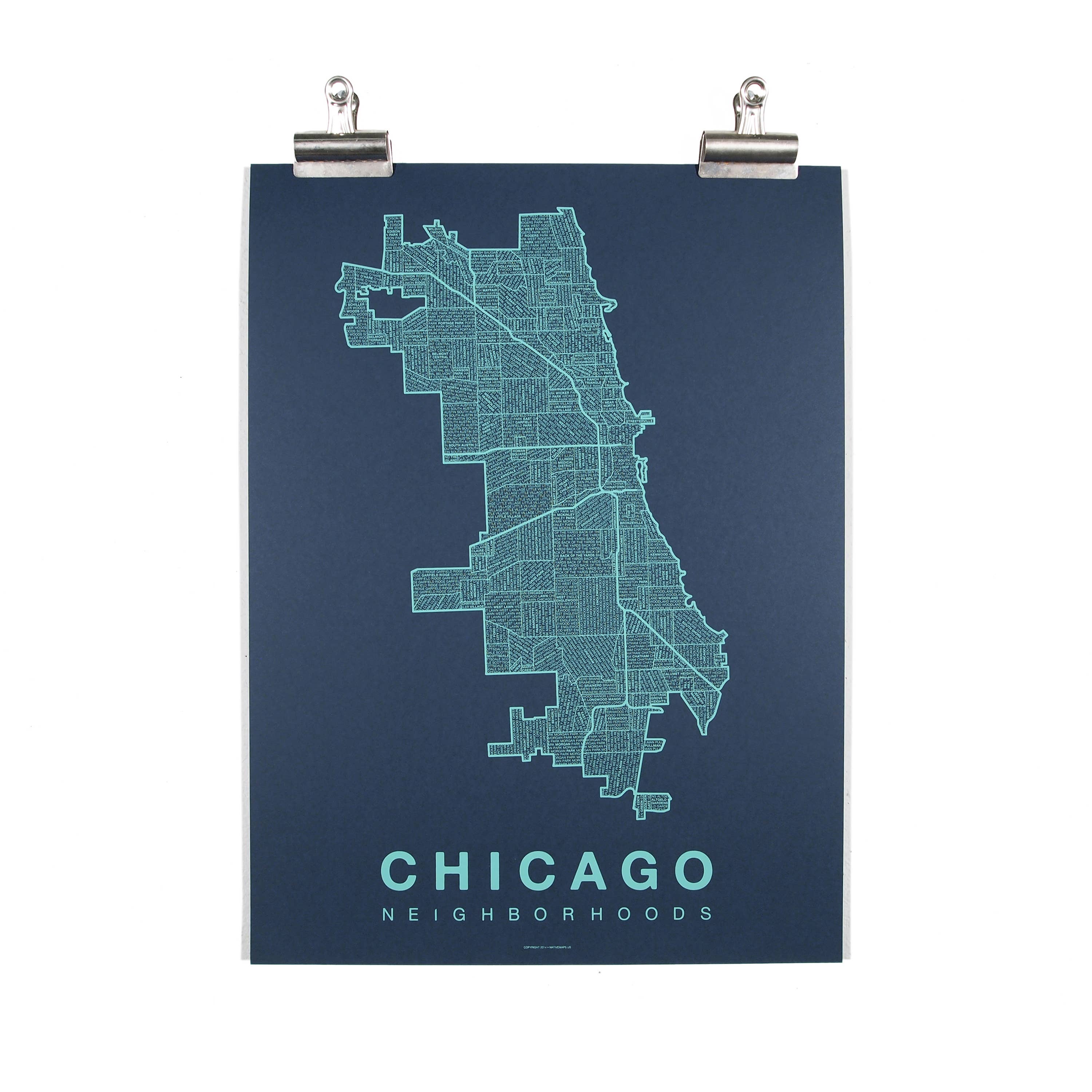 Native Maps - Wholesale Poster - Chicago, IL Neighborhood City Map Poster5