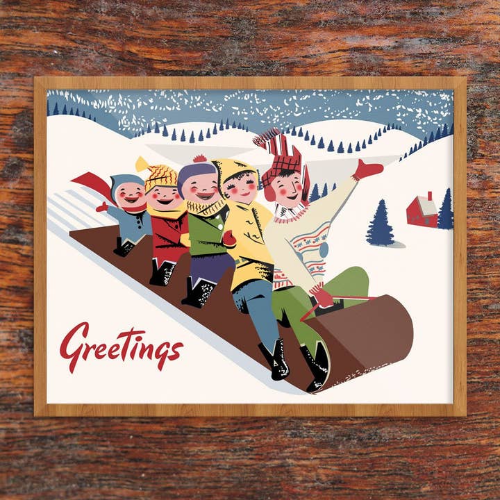 11'' x 14'' Toboggan Fun Greetings Print for wholesale by Fridgedoor