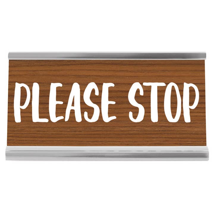 Panneau de bureau en bois de 4 « Please Stop pour la vente par Wellspring