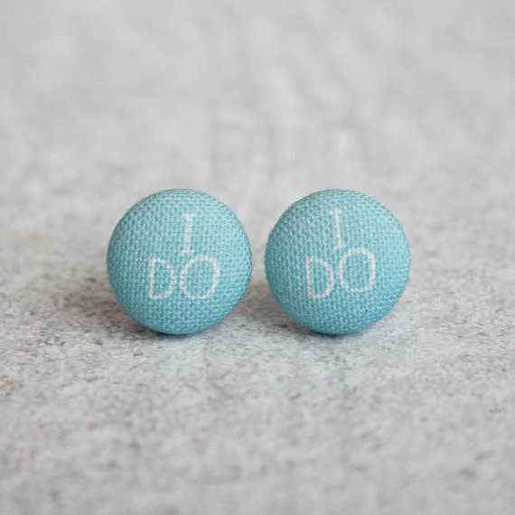 Rachel O's - Wholesale Stud/Post Earrings - I Do Fabric Button Earrings