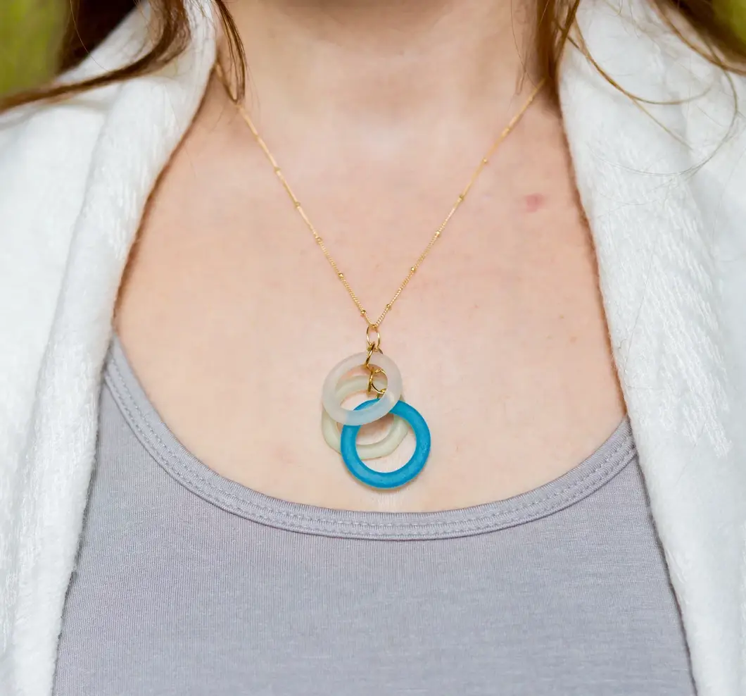 Smart Glass Recycled Jewelry - Wholesale Pendant/Charm Necklace - GOLD SEAGLASS STYLE CHANDELIER NECKLACE | Holiday Gifts 8