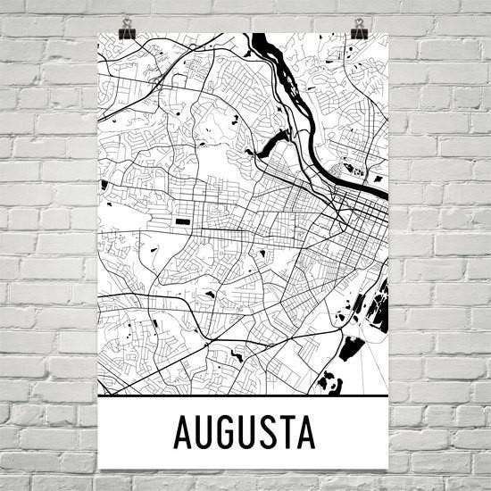 Modern Map Art - Wholesale Poster - Augusta GA Street Map Poster 12" x 18"0