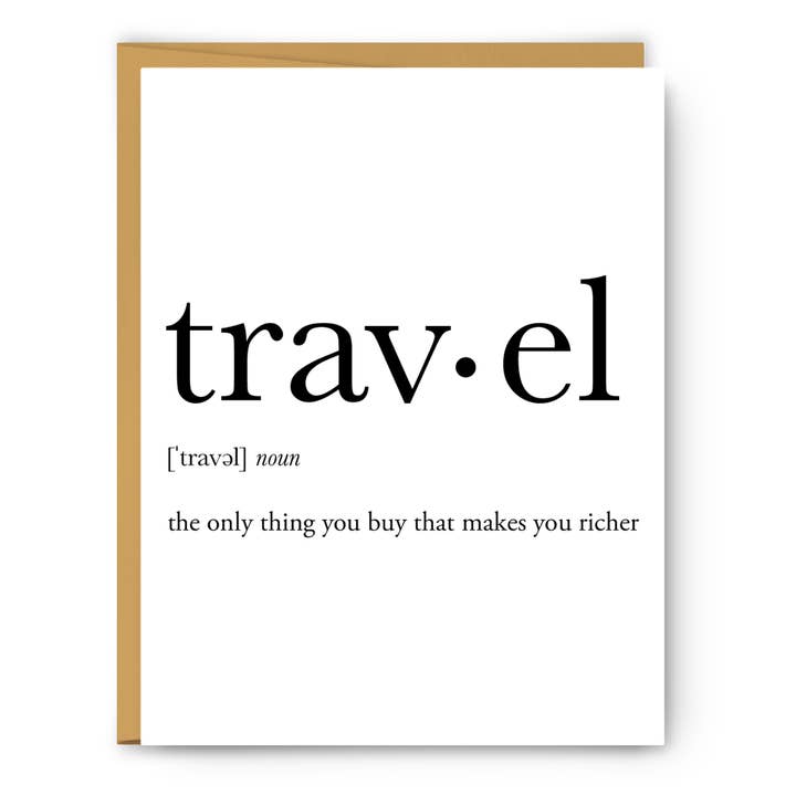 Travel Definition - Everyday Card for wholesale by Footnotes
