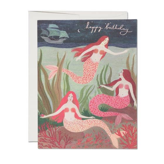 Red Cap Cards - Wholesale Birthday Card - Mermaids birthday greeting card