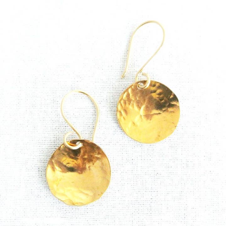 Mini Steel Pan Hammered Disc Earrings for wholesale by The Pink Locket
