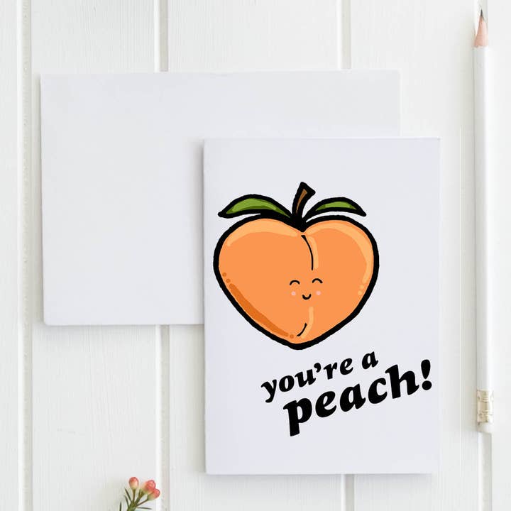 You're A Peach - Greeting Cards - CLOSEOUT SALE for wholesale by Moonlight Makers