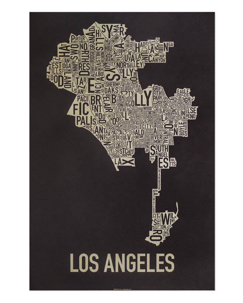Ork Posters - Wholesale Poster - 20" x 30" Los Angeles Neighborhood Map Screen Print0