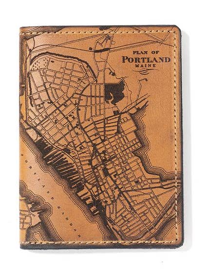 Portland Maine Map Passport Wallet for wholesale by Tactile Craftworks