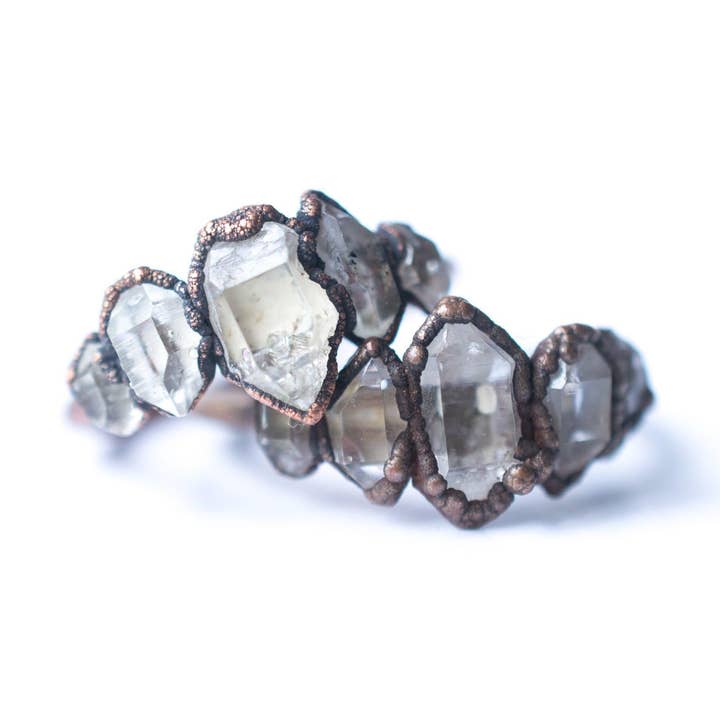 Bague diamant Herkimer multicolore pour la vente par HAWKHOUSE