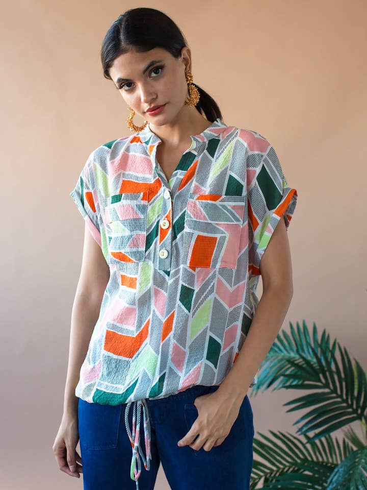 Peach Geo Nico Top for wholesale by Eva Franco