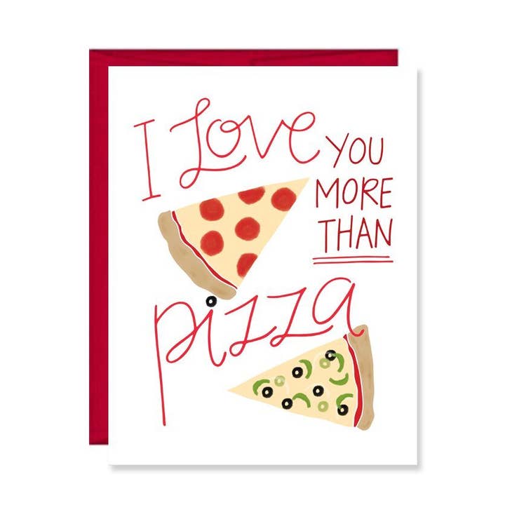 Pen & Paint - Wholesale Valentine's Day Card - I Love You More Than Pizza Card Valentine's Day, Anniversary0