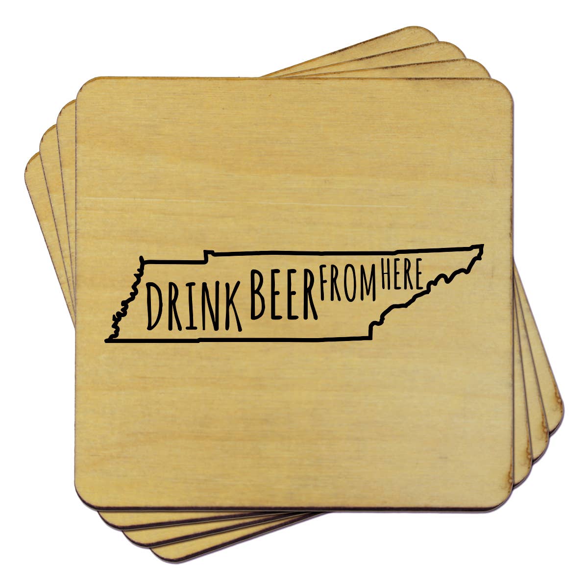 Torched Products - Wholesale Coasters - Drink Beer From Here Coasters | Set of 4 Beer Coasters46